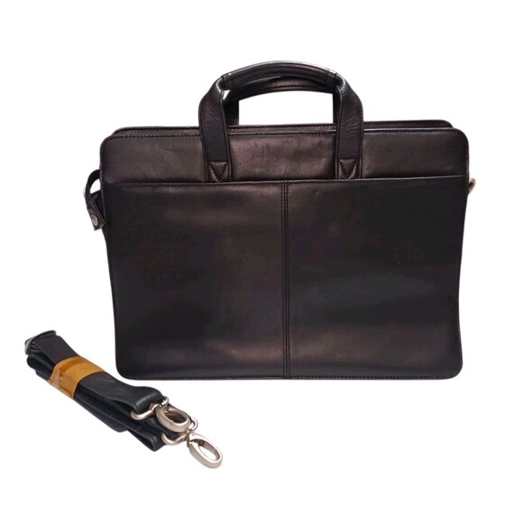 Other - MARK PHILLIPS Black Leather Briefcase & Shoulder Strap Attache Messenger Bag Y2K